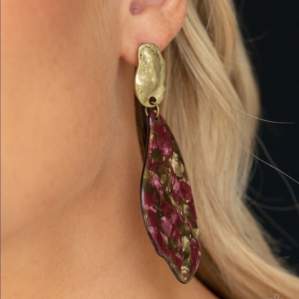 Brass Acrylic Multi Earrings